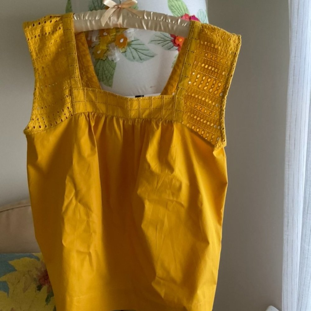 For the Republic summer mustard sleeveless top blouse